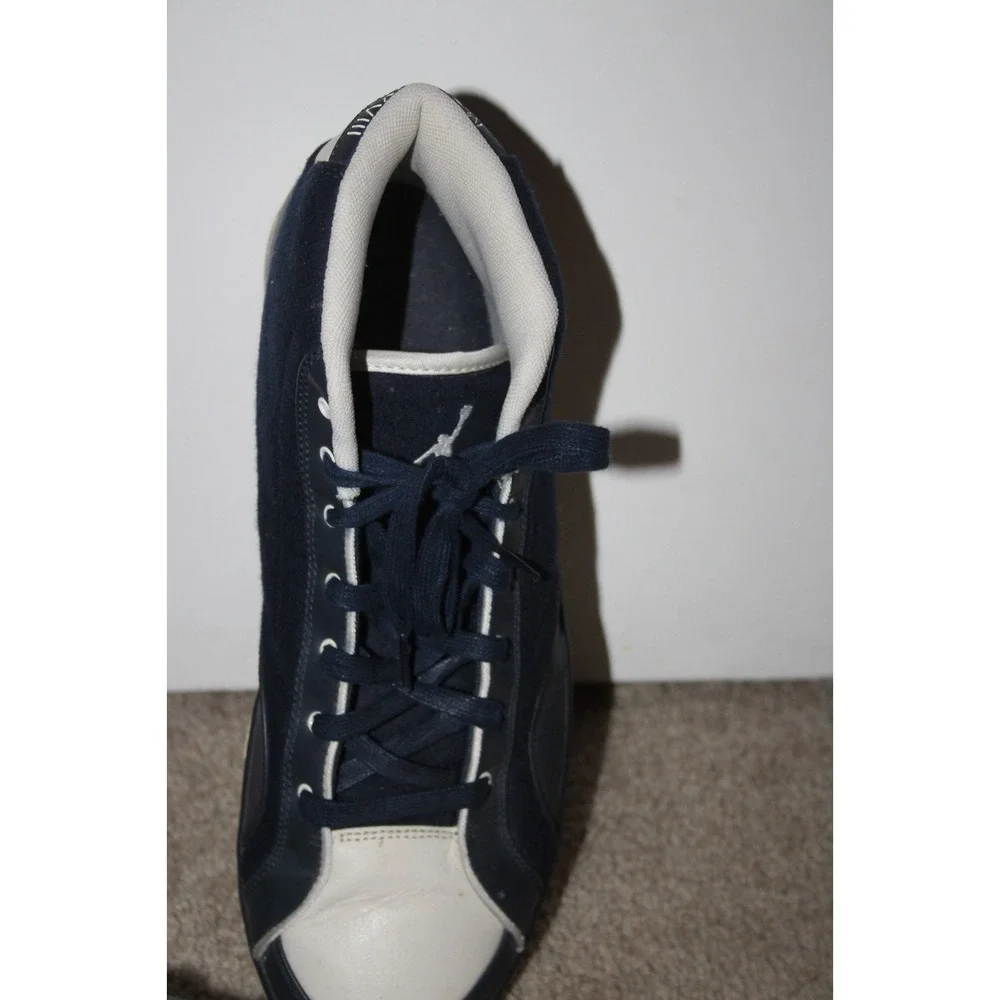 JORDAN 13 Navy Suede Cream Leather High Top Basketball Sneakers Mens